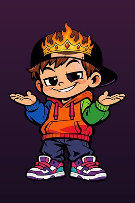 Fire Crown hat cosmetic on the classic hoodie